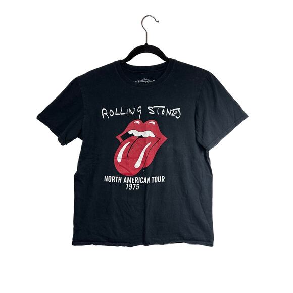 The Rolling Stones North American Tour 1975 T-Shirt Black Lips Logo Size M - Picture 1 of 8